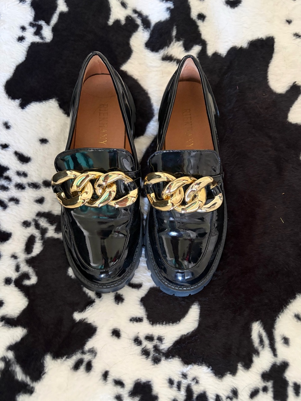 Riekhany Platform Patent Leather Loafers  Size 38